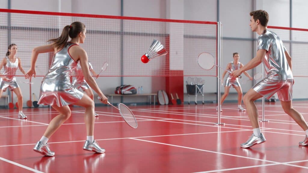 Jugendliche beim Badmintontraining im TSV Gudow Sportzentrum.