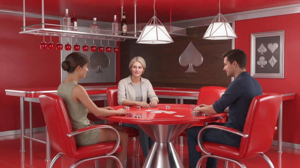 Menschen beim Pokerabend im TSV Gudow Vereinsraum.